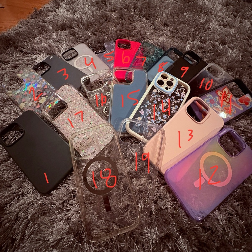 Assorted Phone Cases - Black, Pink, Blue, Clear